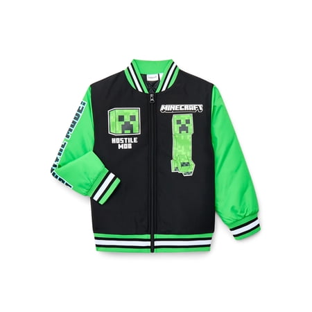 Minecraft Boys Graphic Bomber Jacket, Sizes 4-12