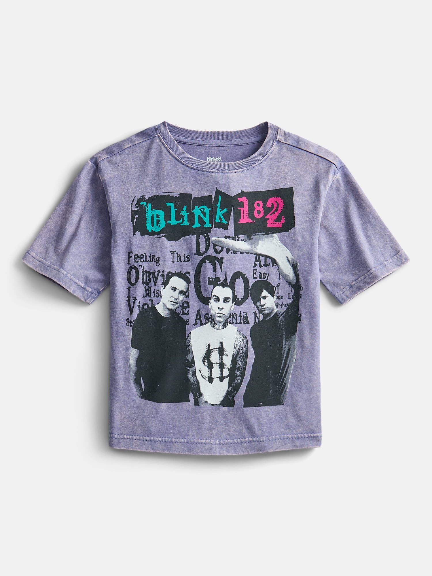 Blink 182 Boy’s Mineral Washed Crewneck Tee with Short Sleeves, Sizes 4-18