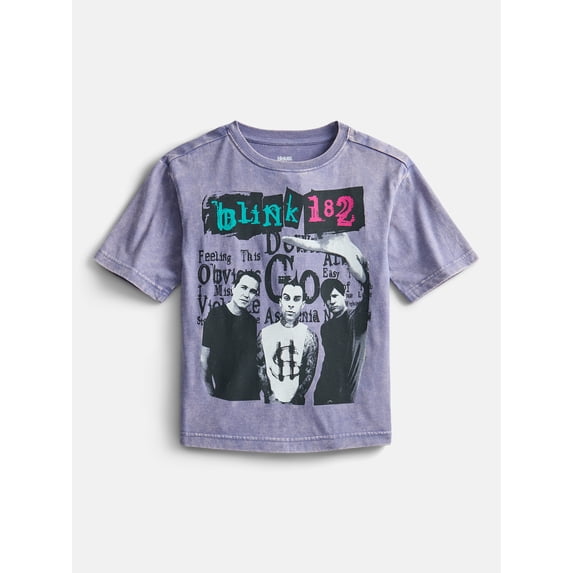 Blink 182 Boy’s Mineral Washed Crewneck Tee with Short Sleeves, Sizes 4-18