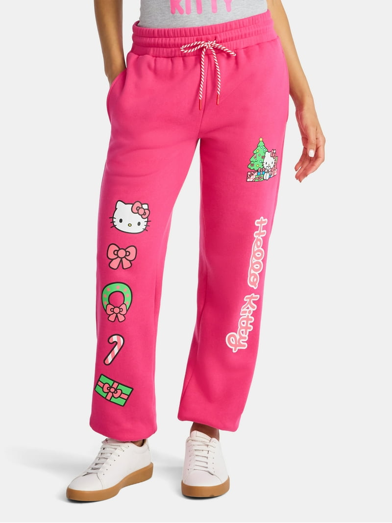 Hello Kitty Women's Holiday Graphic Jogger Pants with Drawstring