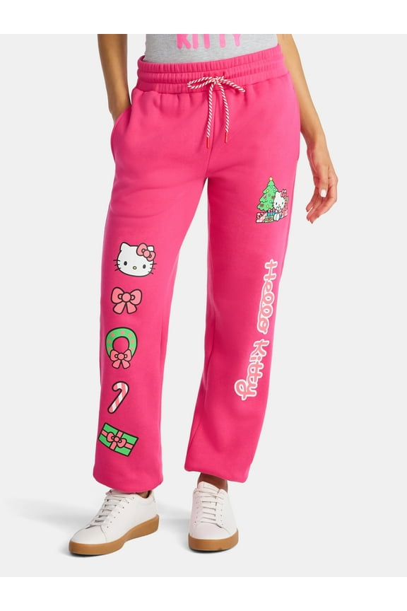 Women's Holiday Graphic Jogger Pants with Drawstring Waist, Sizes XXS–XXL
