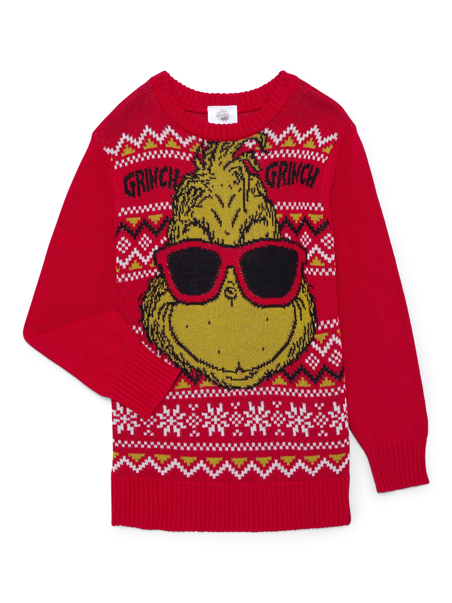 Dr Seuss Grinch Little Boys and Big Boys Holiday Sweater, Sizes 4-18