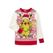 POKEMON Peanuts Snoopy Little Boys and Big Boys Holiday Sweater, Sizes 4-18