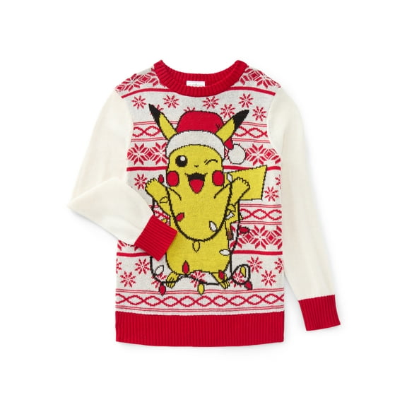 Pokemon Little and Big Boys' Pikachu Christmas Sweater, Sizes 4-18