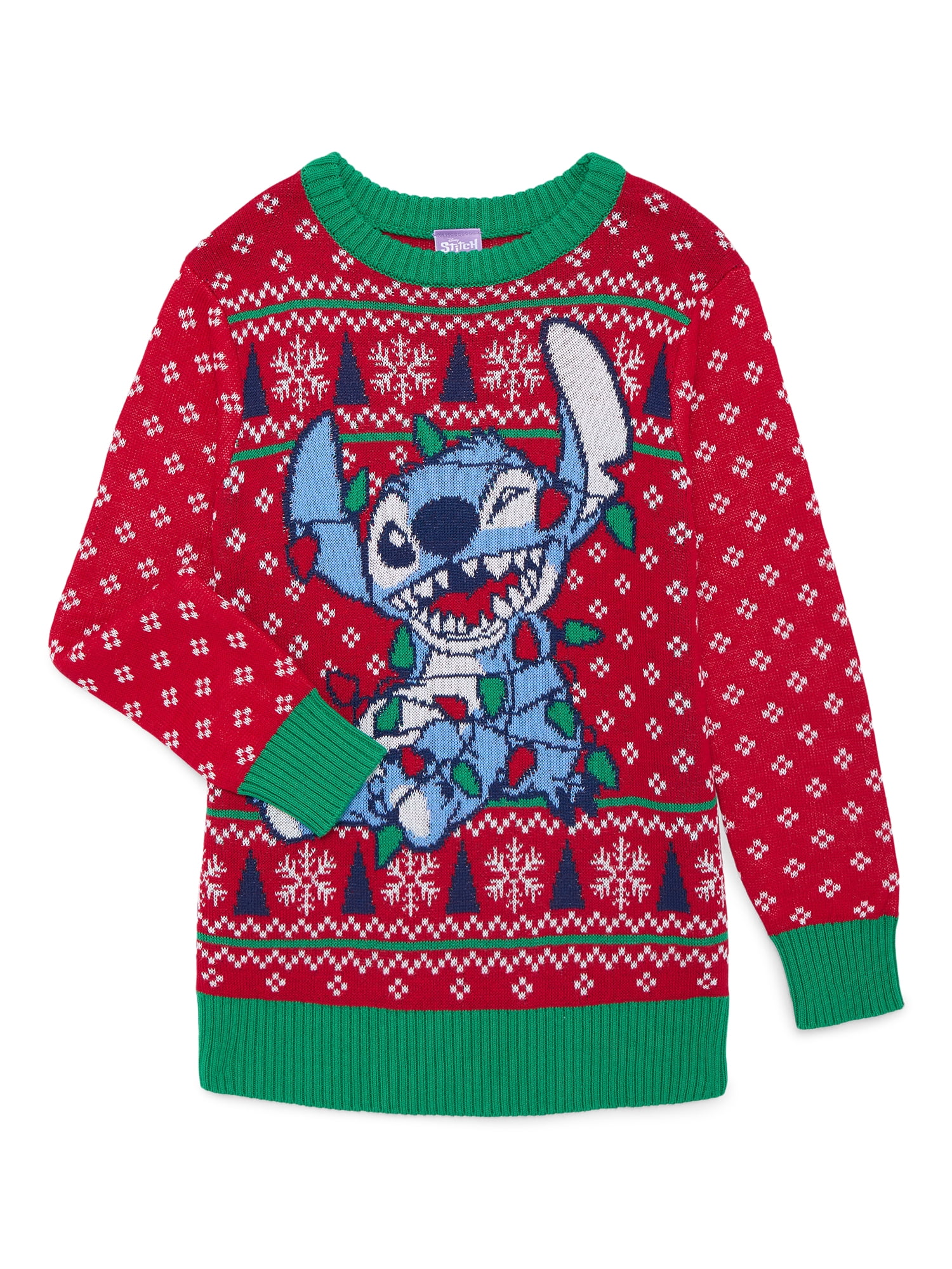 Disney Stitch Little Boys and Big Boys Holiday Sweater, Sizes 4-18