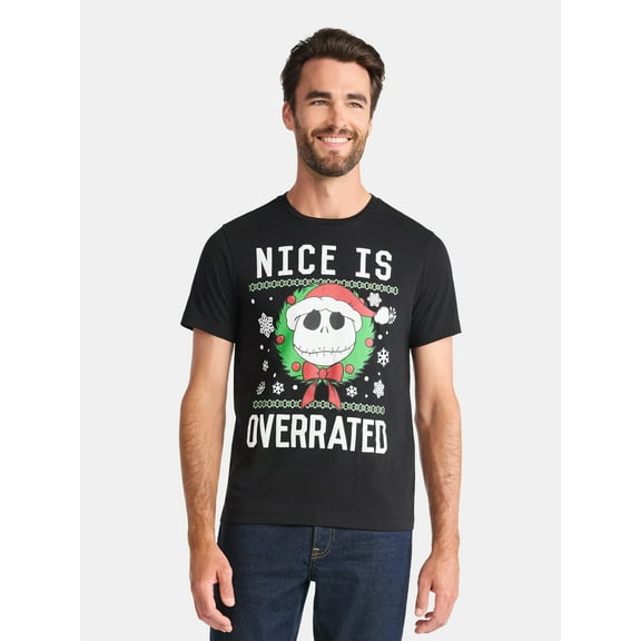 Nightmare Before Christmas Men's and Big Men's Christmas Graphic Tee, Sizes XS-3XL