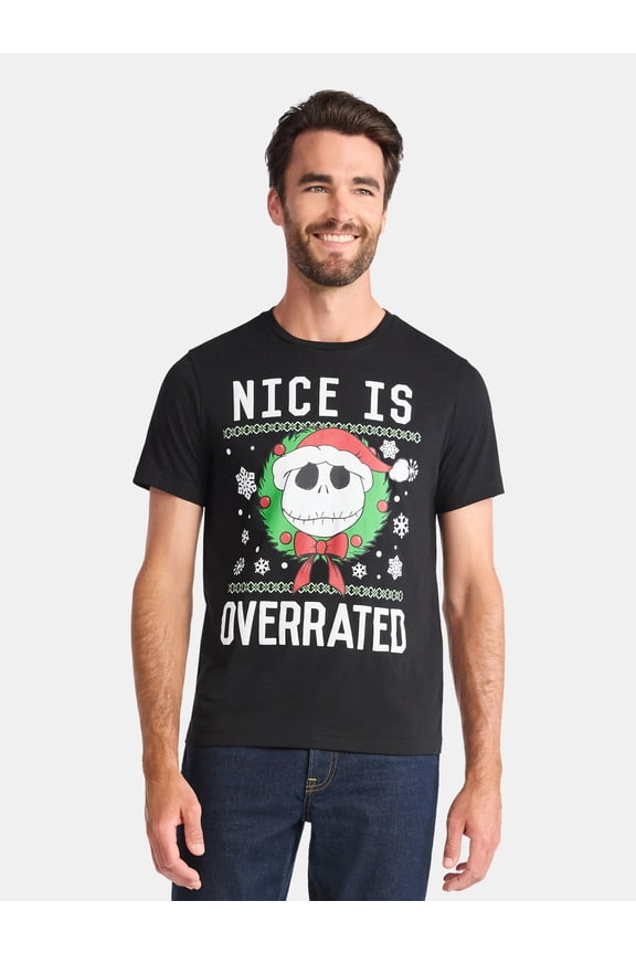 Nightmare Before Christmas Men's and Big Men's Christmas Graphic Tee, Sizes XS-3XL