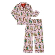 DR. SEUSS' THE GRINCH Grinch Girls Notch Collar Top and Sleep Pants Pajama Set, 2-Piece, Size M