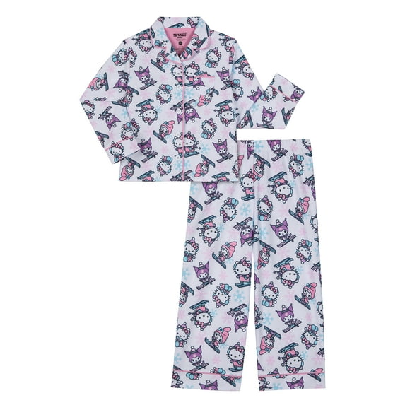 Hello Kitty Girls Notch Collar Top and Sleep Pants Pajama Set, 2-Piece, Sizes 4-16