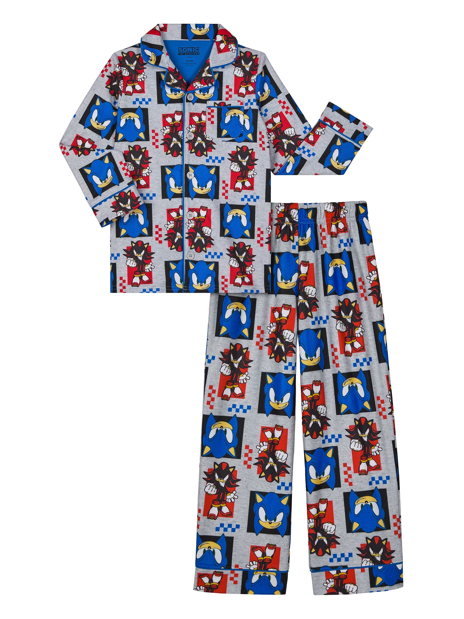 Sonic the Hedgehog Boys Notch Collar Top and Sleep Pants Pajama Set, 2-Piece, Sizes 4-12