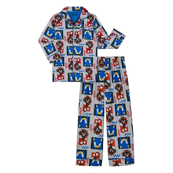Sonic the Hedgehog Boys Notch Collar Top and Sleep Pants Pajama Set, 2-Piece, Sizes 4-12