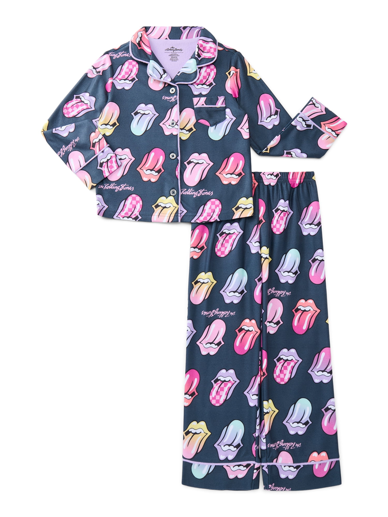 The Rolling Stones Girls Coat and Pants Pajama Set, 2-Piece, Sizes 4-12