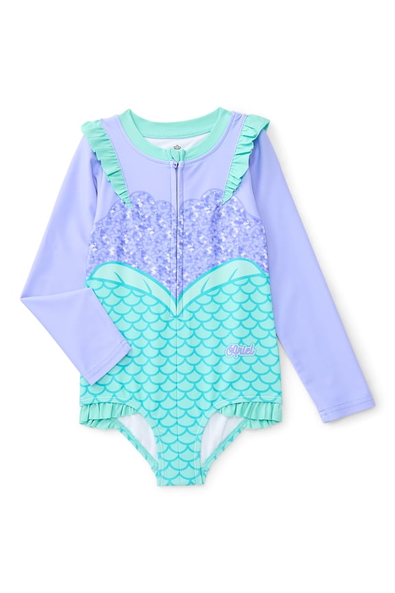 Character Toddler Girl Cosplay One- Piece Zip Swimsuit, Sizes 2T-5T