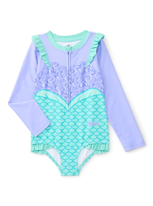 Character Toddler Girl Cosplay One- Piece Zip Swimsuit, Sizes 2T-5T