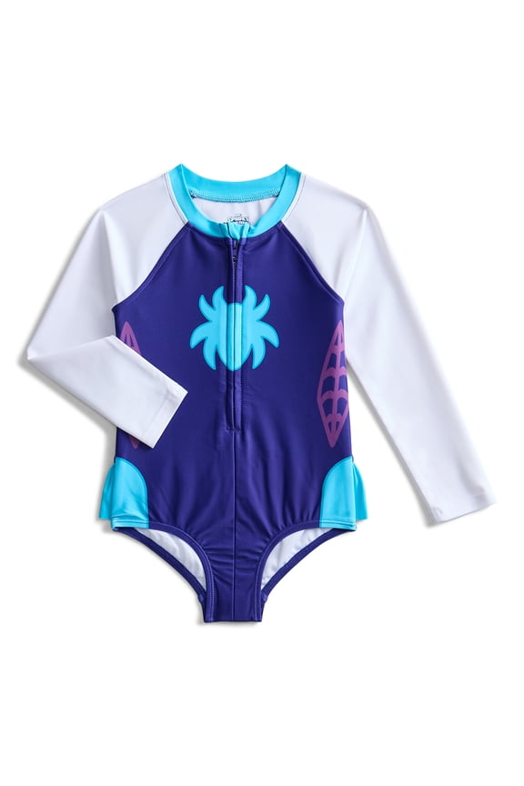 Character Toddler Girl Cosplay One- Piece Zip Swimsuit, Sizes 2T-5T