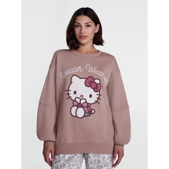Hello Kitty Women's Graphic Sleep Top with Long Sleeves, Sizes XS-3XL