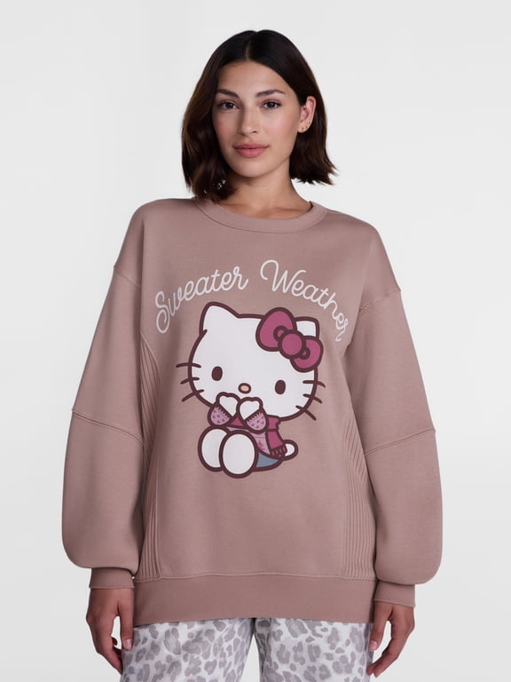 Hello Kitty Women's Graphic Sleep Top with Long Sleeves, Sizes XS-3XL