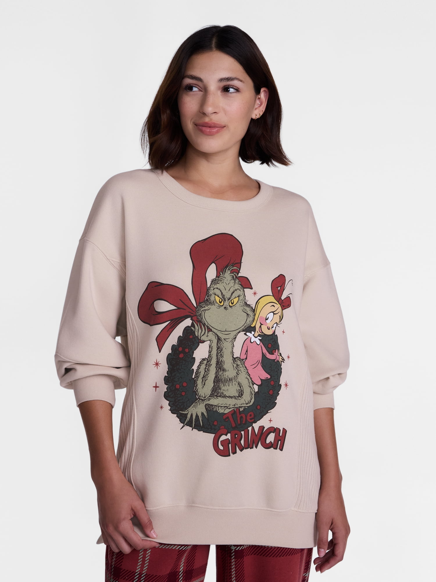 The Grinch Women's Graphic Sleep Top with Long Sleeves, Sizes XS-3XL