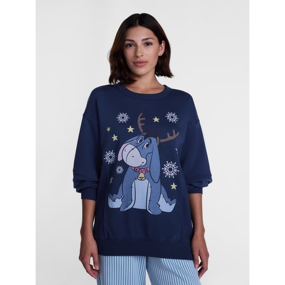 Winnie The Pooh Women's Eeyore Graphic Sleep Top with Long Sleeves, Sizes XS-3XL
