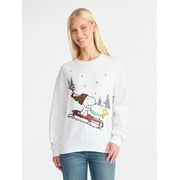 PEANUTS Snoopy Women's Christmas Sweatshirt with Long Sleeves, Sizes XXS-XXL