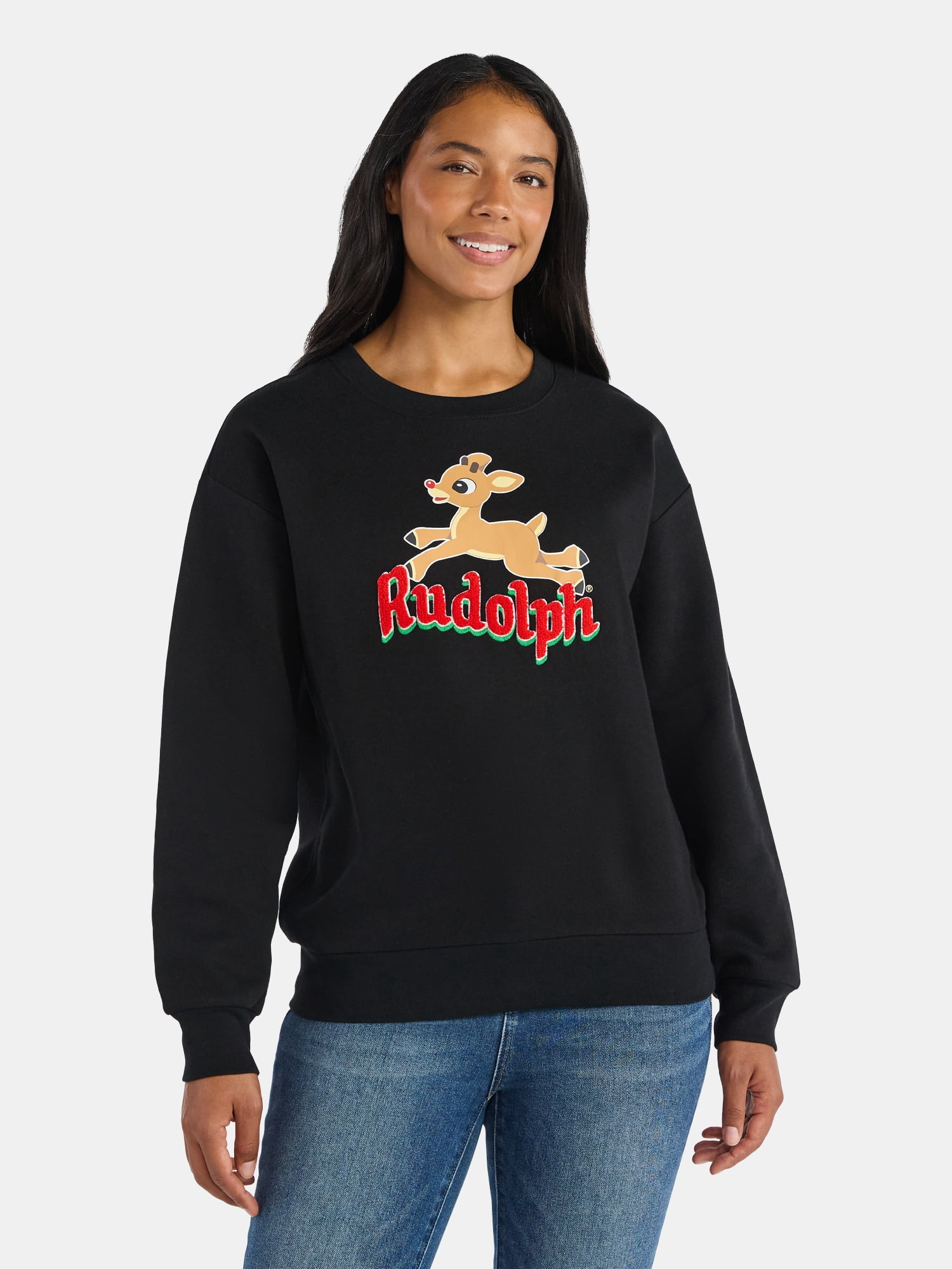 Rudolph The Red Nosed Reindeer Women’s Christmas Graphic Sweatshirt, Sizes XXS-XXL