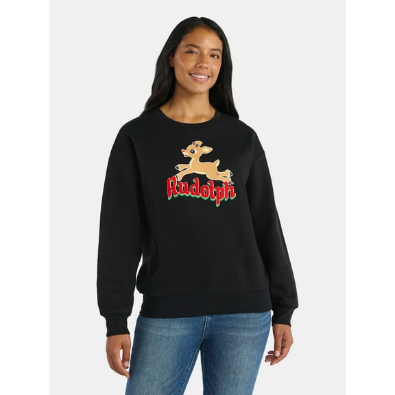 Rudolph The Red Nosed Reindeer Women’s Christmas Graphic Sweatshirt, Sizes XXS-XXL