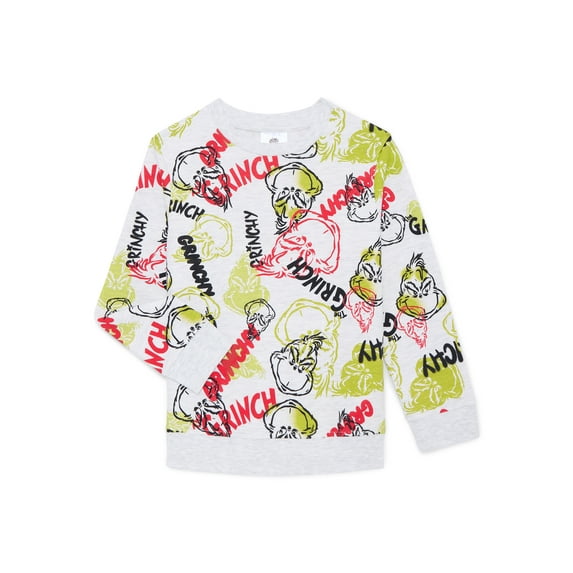Dr Seuss Painted Grinch Little Boys and Big Boys Graphic Sweatshirt, Sizes 4-18