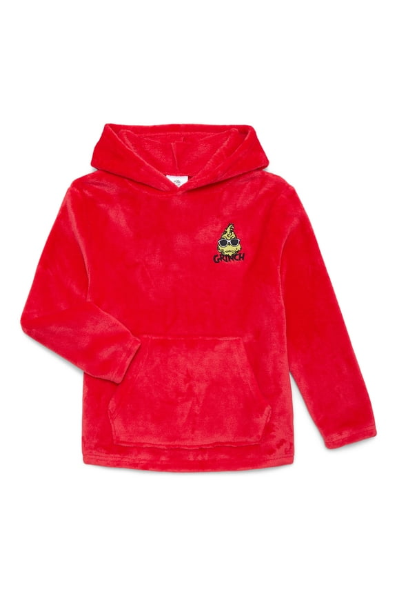 Dr. Seuss The Grinch Little and Big Boys' Plush Embroidered Graphic Hoodie, Sizes XS-XXL