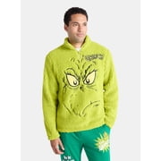 The Grinch Men's and Big Men's Plush Fleece Quarter Zip Sweatshirt, Sizes XS-3XL