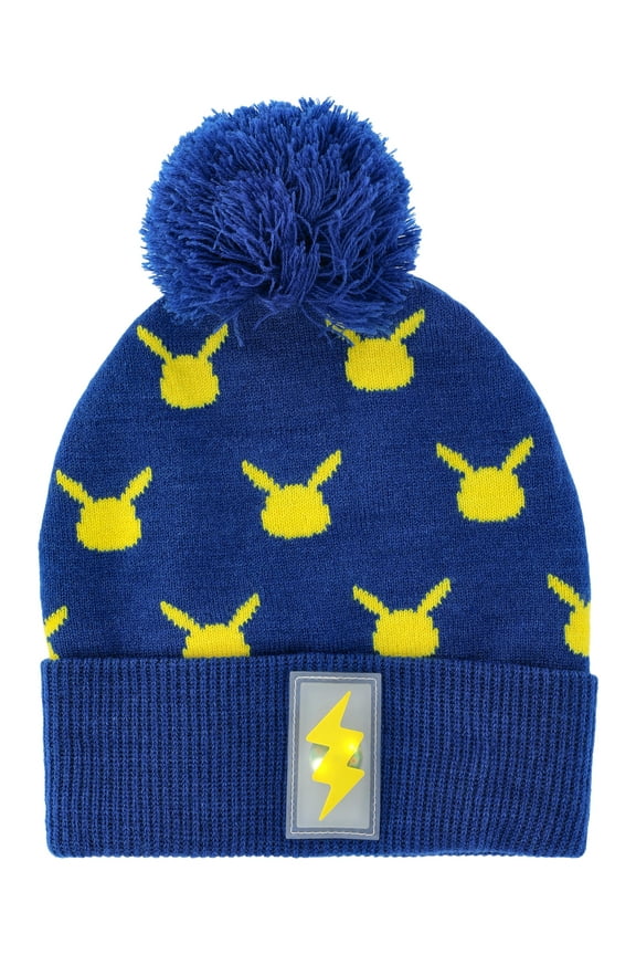 Pokemon Boys' Pikachu Light Up Beanie Hat and Gloves Set, 2-Piece
