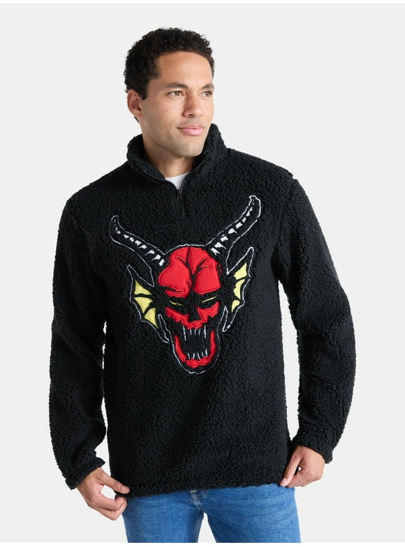 Men's and Big Men's Plush Fleece Quarter Zip Sweatshirt, Sizes XS-3XL