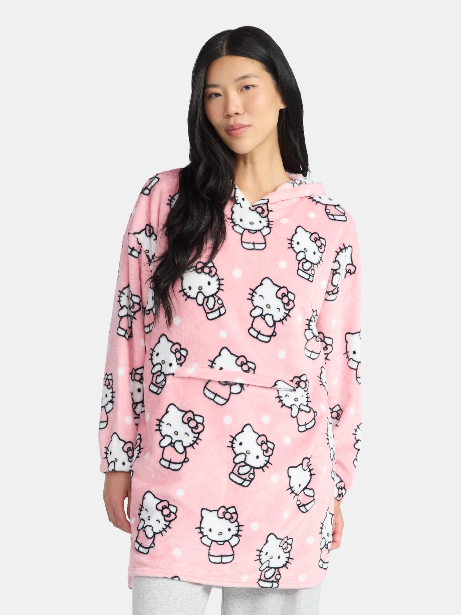 Hello Kitty Plush Hooded Lounger, Women's and Women's Plus - Walmart.com