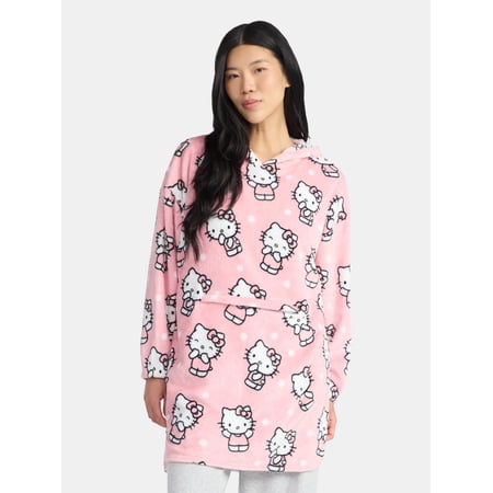 Hello Kitty Plush Hooded Lounger, Women's and Women's Plus