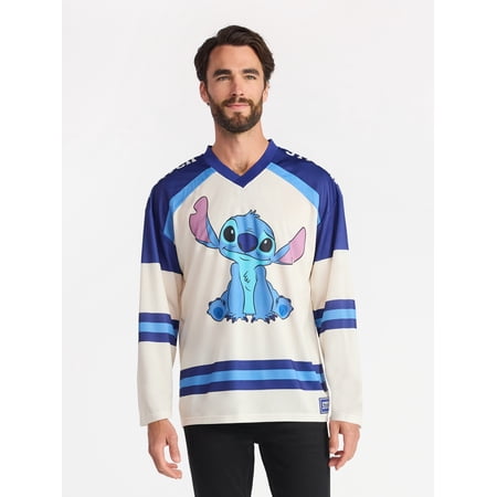 Stitch Men's & Big Men's Graphic Hockey Jersey with Long Sleeves, Sizes XS-3XL