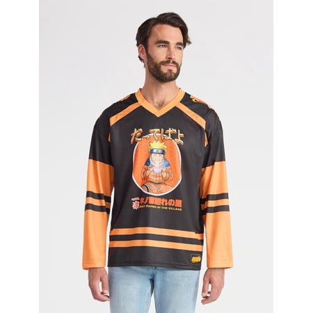 Naruto Men's & Big Men's Graphic Hockey Jersey with Long Sleeves, Sizes XS-3XL