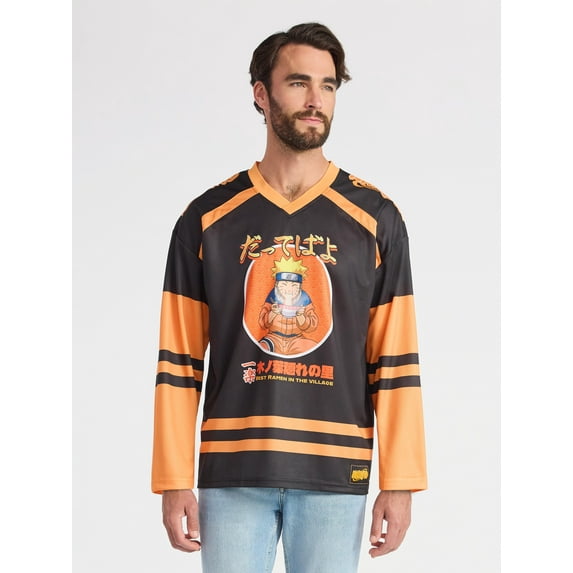 Naruto Men's & Big Men's Graphic Hockey Jersey with Long Sleeves, Sizes XS-3XL