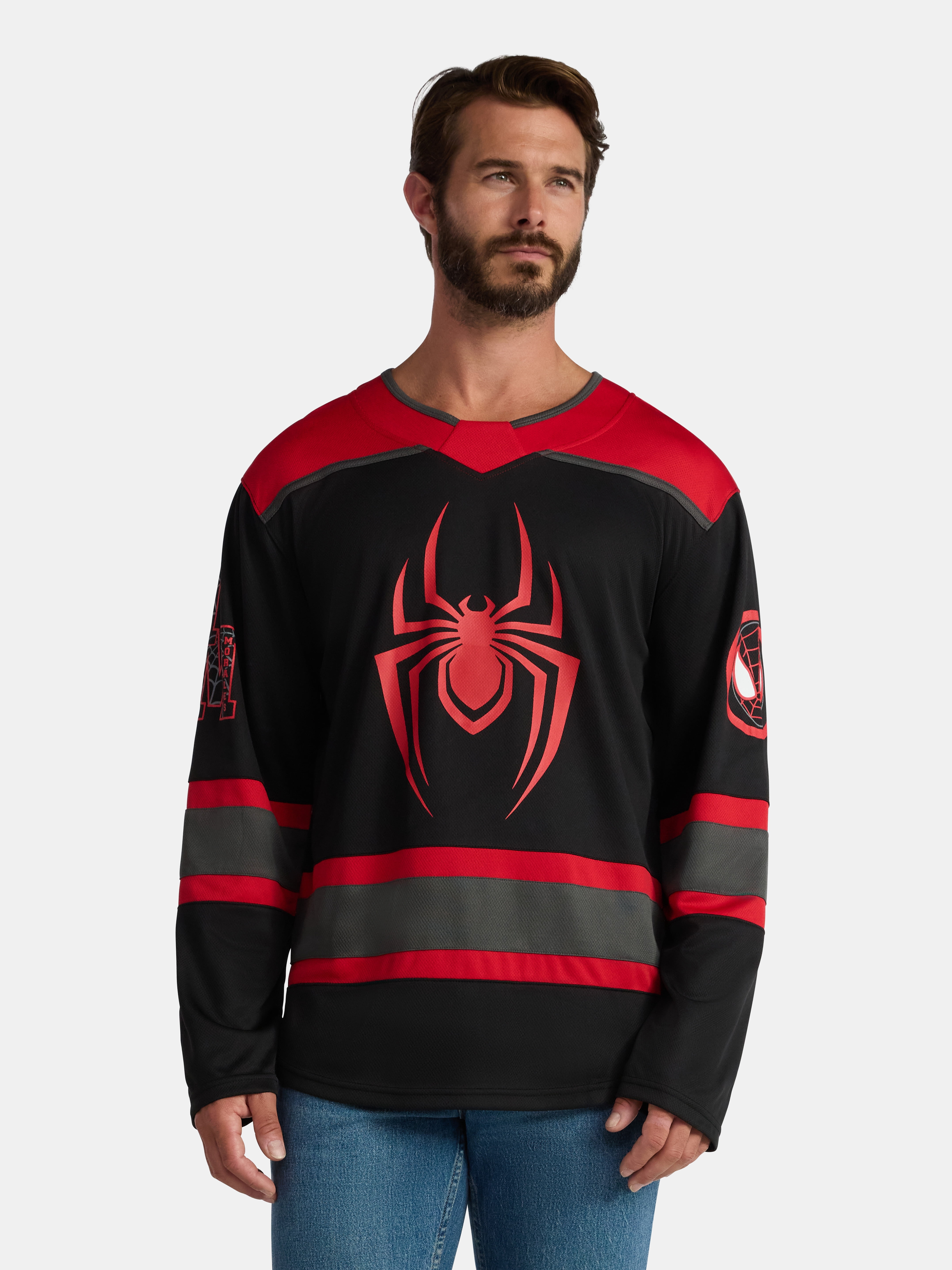 Marvel Spider-Man Men's and Big Men's Miles Morales Hockey Jersey, Sizes XS-3XL