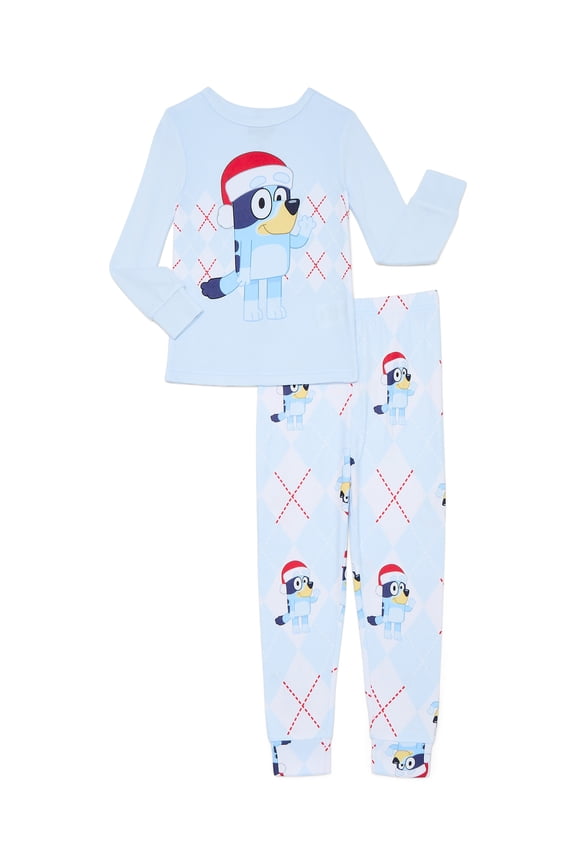 Bluey Girls Christmas Long Sleeve Top and Pants Pajama Set, 2-Piece, Size 4-10