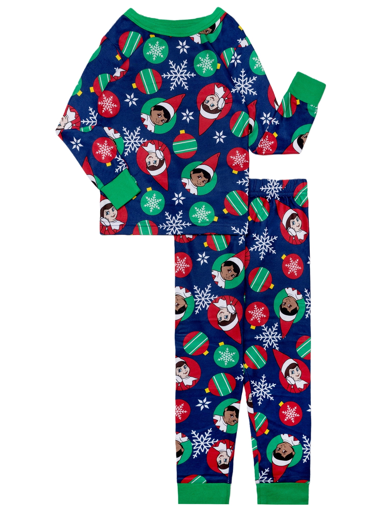 Elf on the Shelf Girls Holiday Long Sleeve Top and Pants Snug Fit Pajama Set, 2-Piece, Size 4-10