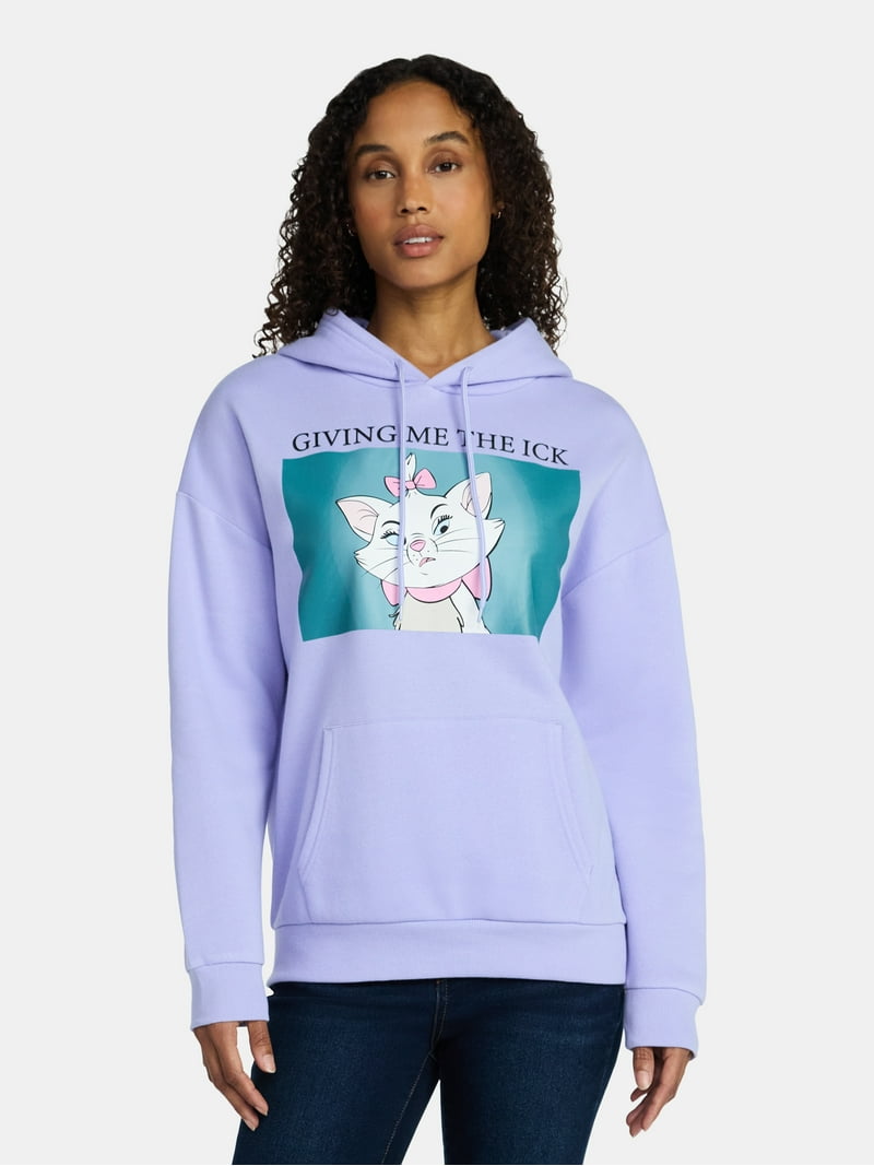 YUURI スウェット The Aristocats Women's Marie Graphic Drawstring Hoodie, Sizes XXS