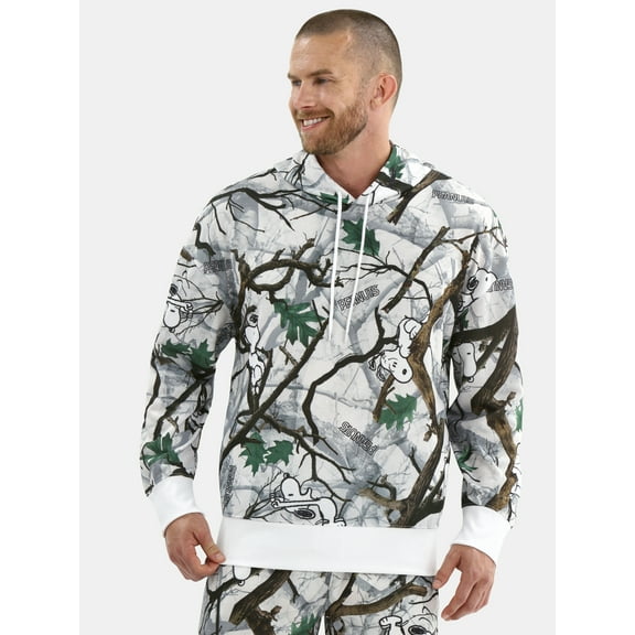 Peanuts Men's and Big Men's Snoopy in Camo Graphic Fleece Hoodie Sweatshirt, Sizes S-3XL