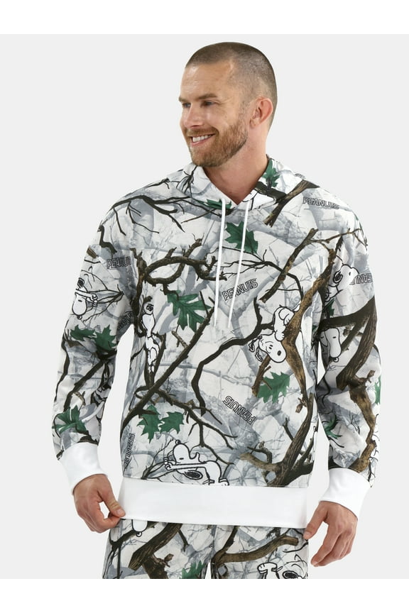 Men's and Big Men's Snoopy in Camo Graphic Fleece Hoodie Sweatshirt, Sizes S-3XL