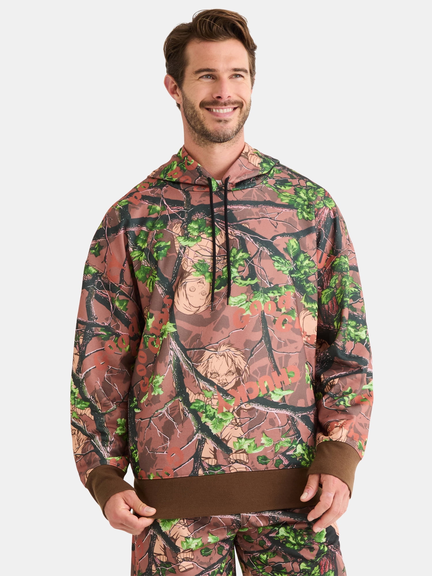 ★LMC★DOODLE GRAPHIC HOODIE SWEATSHIRT SmileyWorld men's Graphic Print Hoodie, Zip Closure