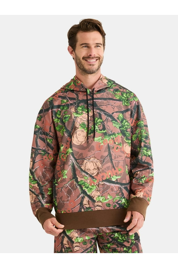 Men's and Big Men's Chucky in Camo Graphic Fleece Hoodie Sweatshirt, Sizes XS-3XL