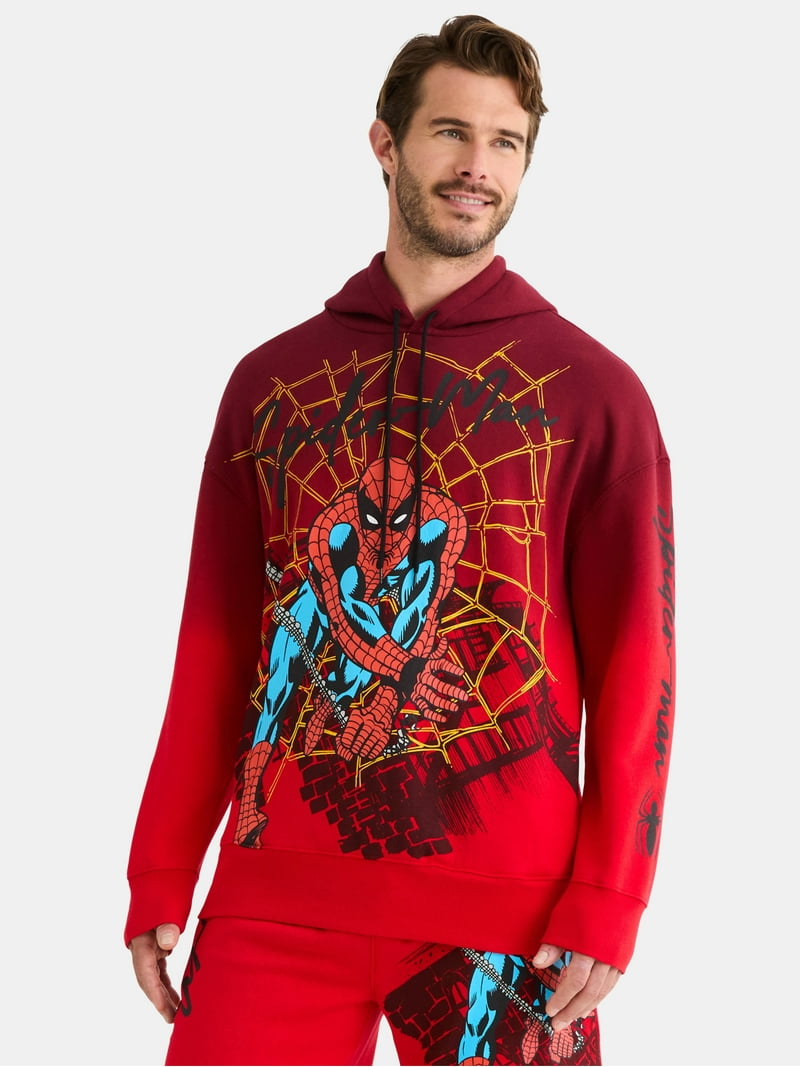 Spider-Man Men's and Big Men's Graphic Print Fleece Hoodie, Sizes