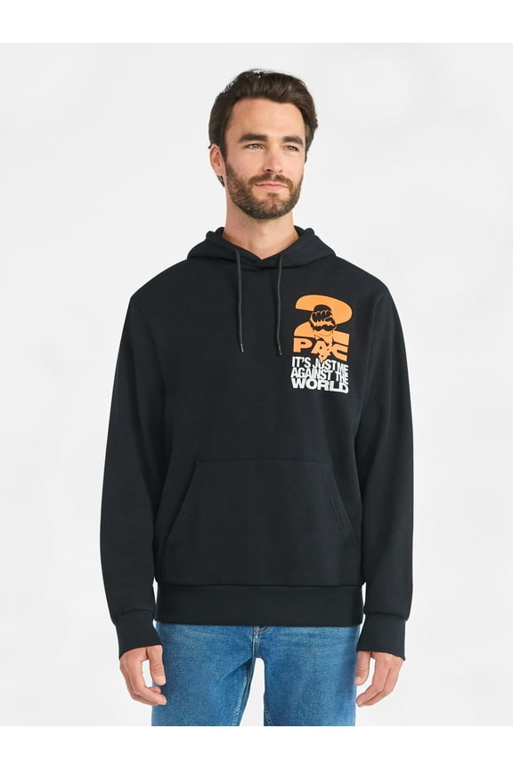 2Pac Men's and Big Men's Front Back Graphic Hoodie with Long Sleeves, Sizes XS-3XL