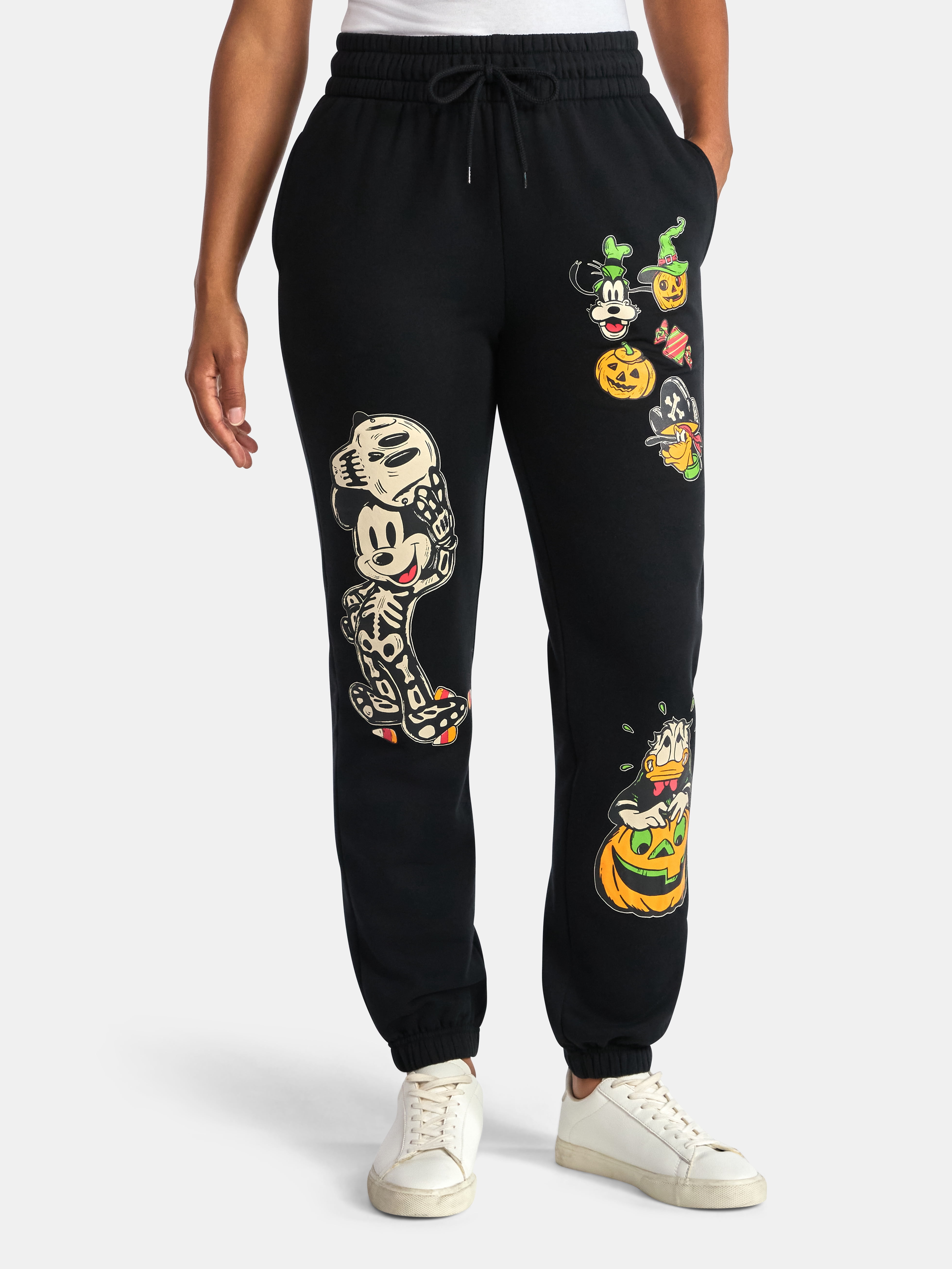 Disney Mickey and Friends Women's Halloween Graphic Jogger Pants, 29" Inseam, Sizes XXS-XXL