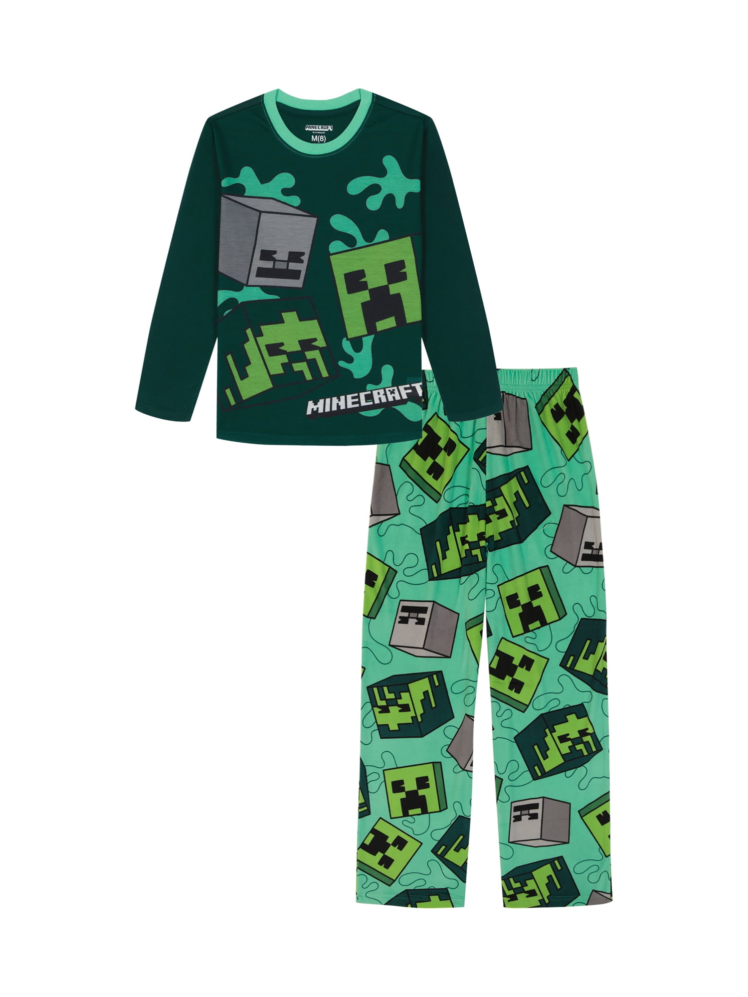 Minecraft Boys Long Sleeve Top and Pants Pajama Set, 2-Piece, Sizes 4-16