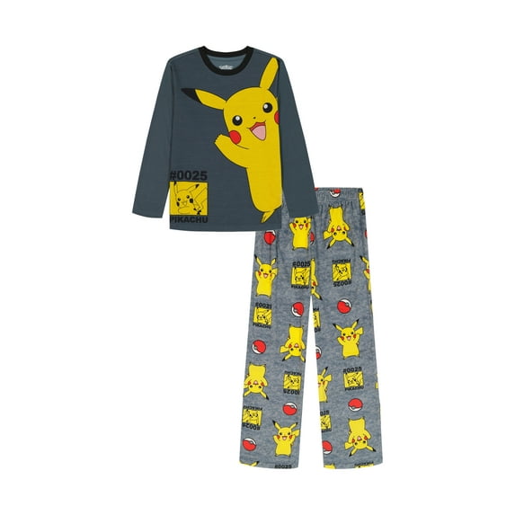 Pokemon Boys Long Sleeve Top and Pants Pajama Set, 2-Piece, Sizes 4-12
