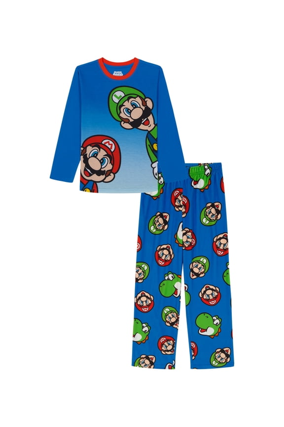 Nintendo Boys Long Sleeve Top and Pants Pajama Set, 2-Piece, Sizes 4-12